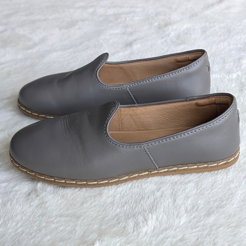 Charix Leather Loafers Grey Artisan Slip On Shoes Women 37 EU 7 US